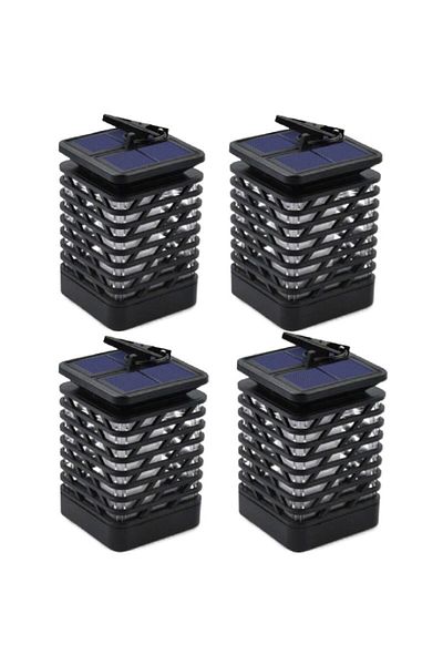 HOZRO Set 4 lămpi solare HOZRO, tip flacără, design elegant, negru