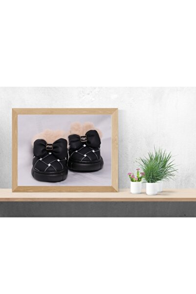 Generic Children's fur-lined boots, thick soles, indoor/outdoor, size 28-29, Black