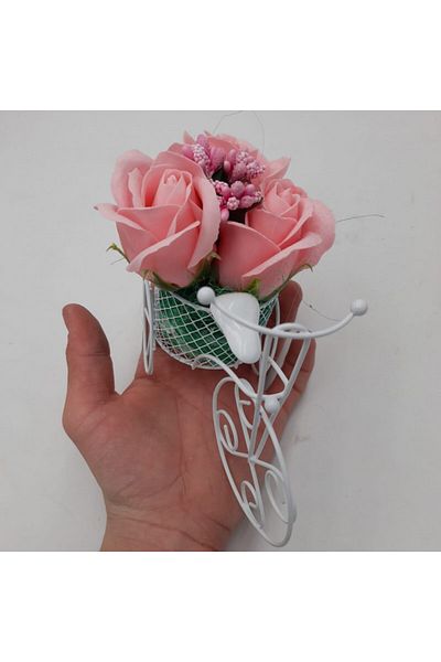 dalimag Aranjament floral deosebit 3 trandafiri bicicleta, flori de sapun,