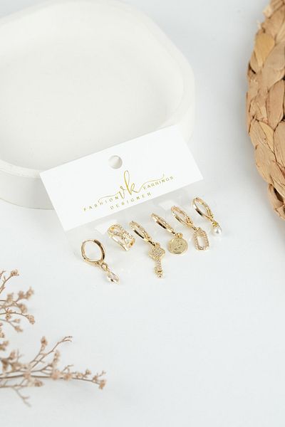 Jack Ferrero Gold Women's Steel 6-Piece Earring Set