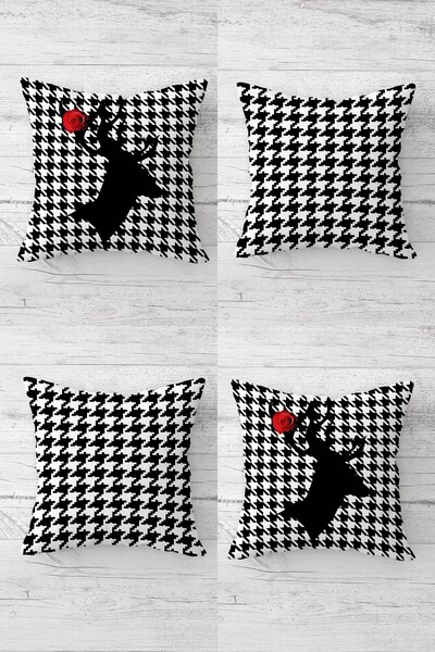 MENTEŞ HOME Set de huse de pernă pentru scaun cu model de cerb de podea cu pi...
