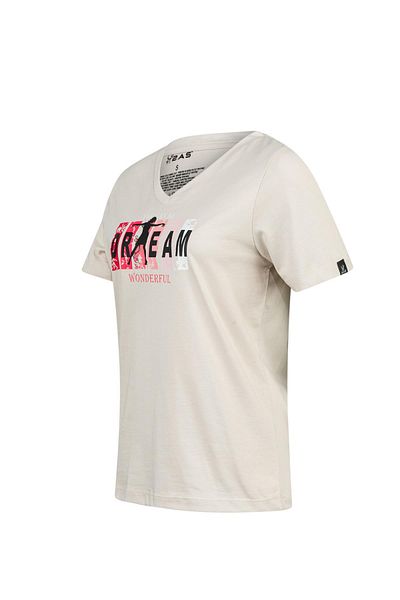 2AS Tricou pentru femei cu decolteu în V cu imprimeu Alone 404