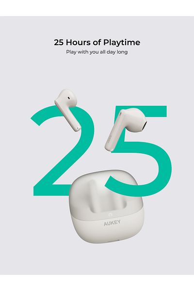 AUKEY سماعات أذن لاسلكية AUKEY Move Vibe، سماعات أذن لاسلكية حقيقية، BT 5.3، IPX4