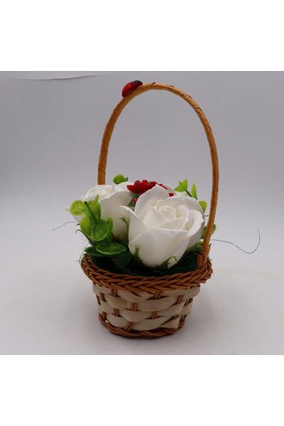 dalimag Aranjament Floral, Cosulet Trandafiri, 3 Trandafiri Albi din Sapun