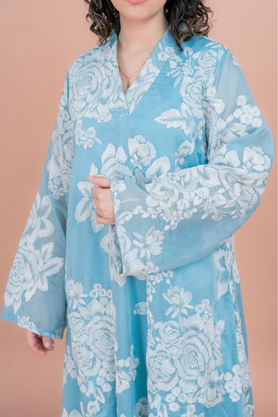 IKKXA Floral Embroidered Jalabiya