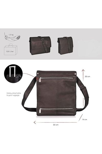 DONBOLSO Geantă bărbătească, New York Medium, piele, maro