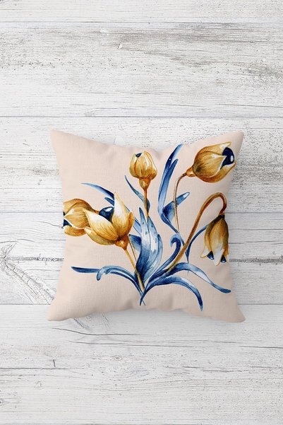 MENTEŞ HOME Violet Flower and Bud Hidden Zippered Throw Pillow Cover Sofa Pillowcase Set (4Pcs)