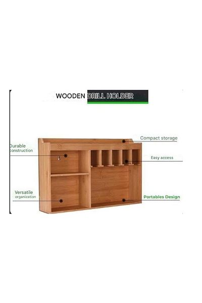 TOOLZILLA Power Tool Organizer Wall Mounted, with 5 Hanging Slots, Solid Wood Tool Storage, Garage, Warehouse