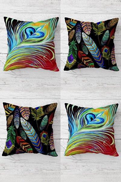 MENTEŞ HOME Set de huse de pernă cu fermoar ascuns cu model de păsări și puf ...