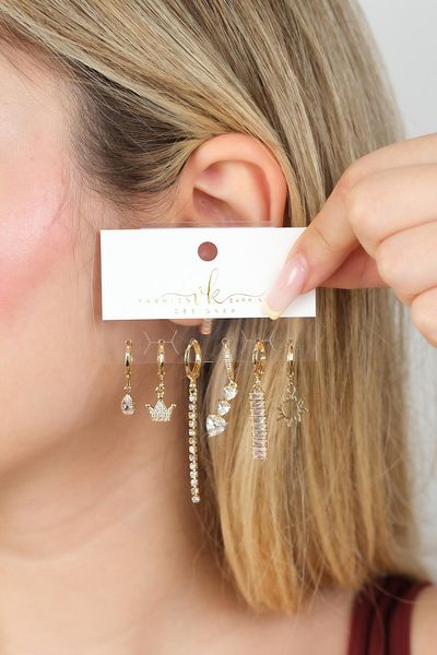 Jack Ferrero Gold Women's Steel 6-Piece Earring Set