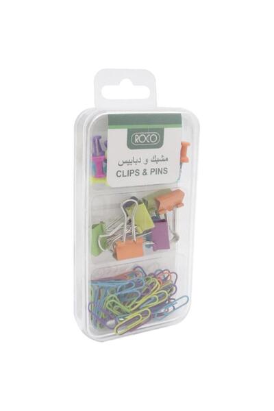 Roco مجموعة مشابك وقرطاسية 3 في 1 - مطلية بالطلاء، ألوان متنوعة