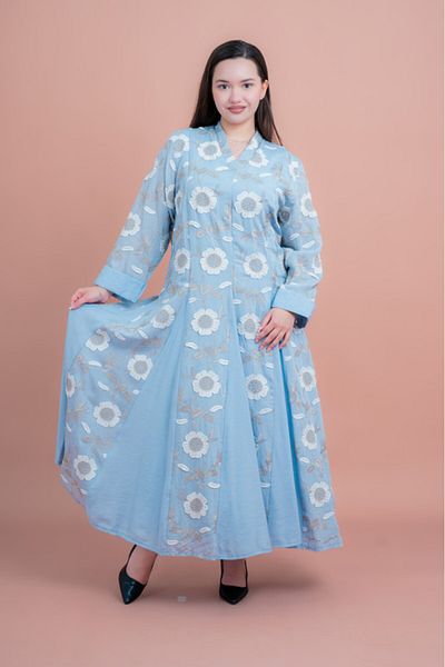 IKKXA Floral Embroidered Modern Jalabiya