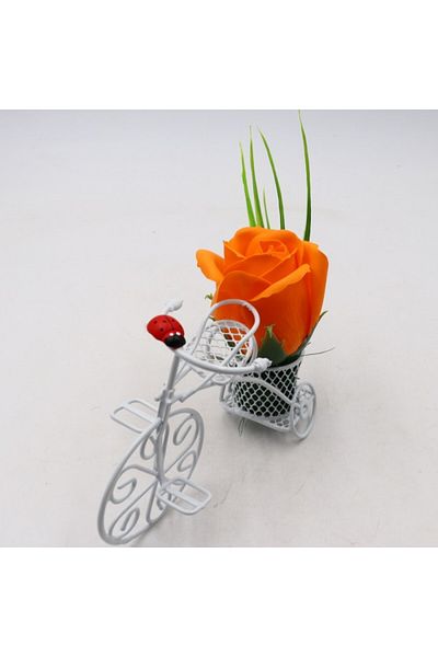 dalimag Floral Arrangement, Metal Bicycle, Orange Soap Rose in Basket