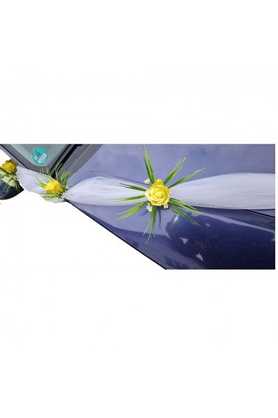 dalimag Aranjament floral, masini, tematica nunta, galben, 3 m, trandafiri