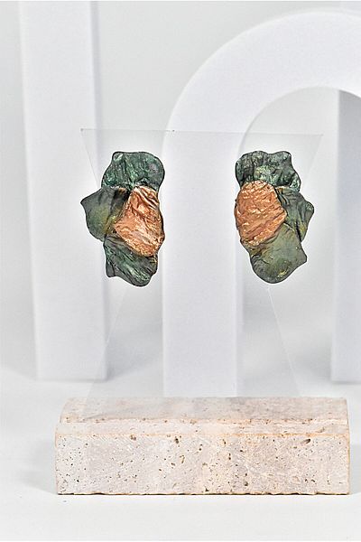NARRU NARRU handmade earrings, floral, green and gold Linda 02