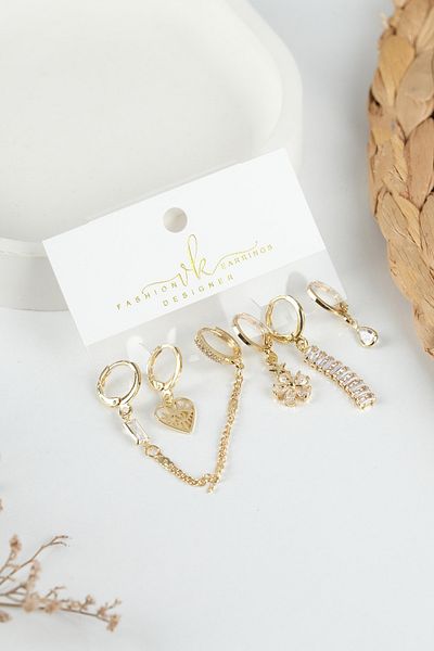 Jack Ferrero Gold Women's Steel 6-Piece Earring Set