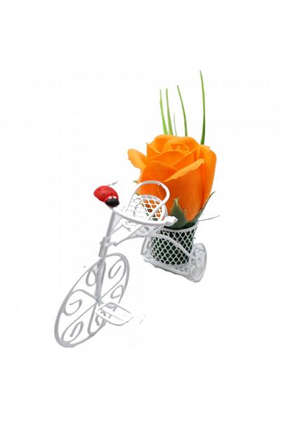 dalimag Floral Arrangement, Metal Bicycle, Orange Soap Rose in Basket