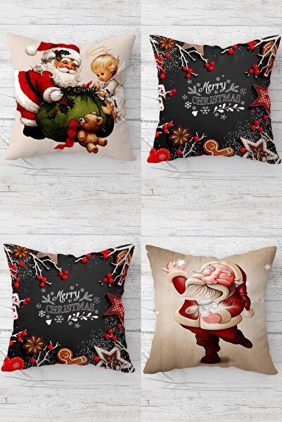 MENTEŞ HOME Merry Christmas New Year Christmas Hidden Zippered Throw Pillow C...