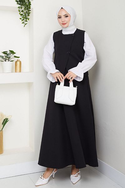 InStyle Asymmetric Vest Double Suit Black