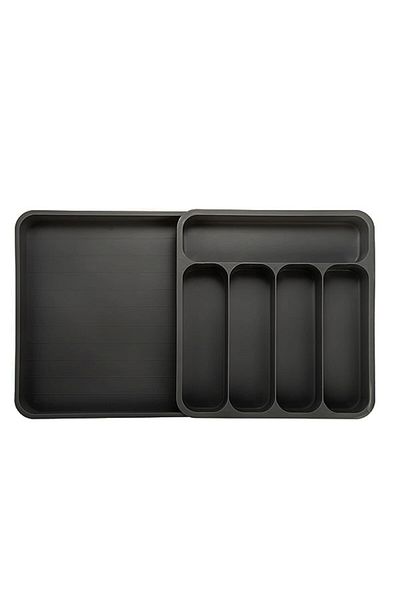 Choice Black Expandable Cutlery Drawer Organizer Adjustable Kitchen Utensil Tray 6 Compartment Flatware Sto