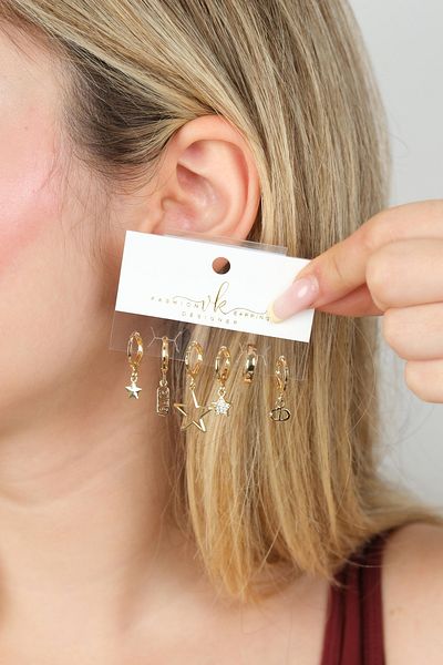 Jack Ferrero Gold Women's Steel 6-Piece Earring Set