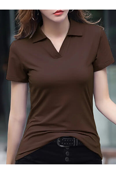 LG LAGULER Μονόχρωμο μπλουζάκι με λεπτομέρεια από λύκρα, άνετο κοντομάνικο μπλουζάκι για την άνοιξη και το καλοκαίρι, γυναικεία ρούχα