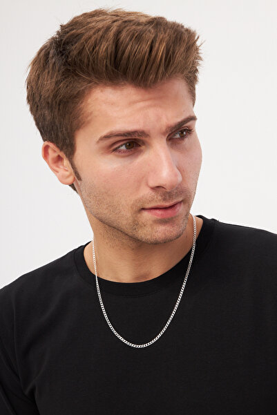 anadolusilver 925 Ayar Gümüş 3 MM İtalyan Model Ezme Gurmet Zincir Kolye 18K ...