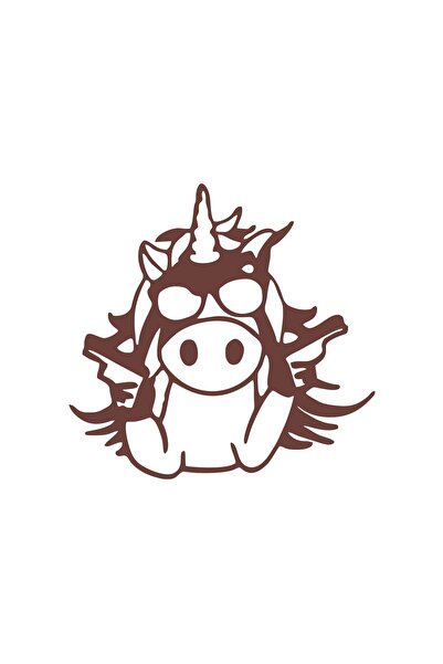 Reysa Tasarım Slah Tutan Cow Car Sticker 17X17 cm Brown