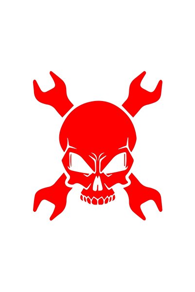 Reysa Tasarım ملصق هيكل عظمي لصانع الأجهزة مقاس 17 × 17 سم باللون الأحمر