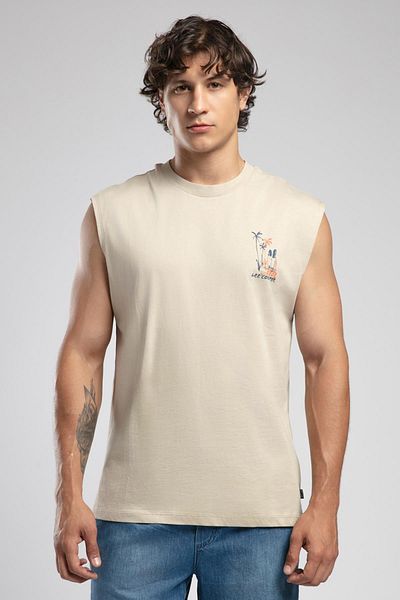 Lee Cooper Mark Men's 100% Cotton O Neck Undershirt Beige