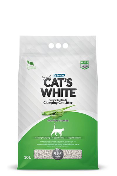 Cats White رمل قطط كاتس وايت ١٠ لتر برائحة الصبار المتكتلة
