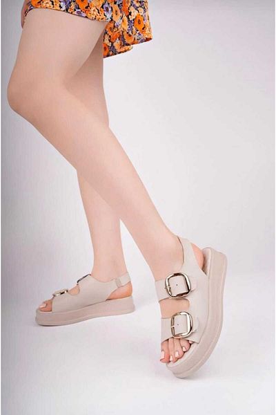 SU PERİSİ SANDALE CONFORTABLE DE PIELE ELASTICĂ REGLABLE CU CATARAMĂ DUBLĂ PENTRU FEMEI