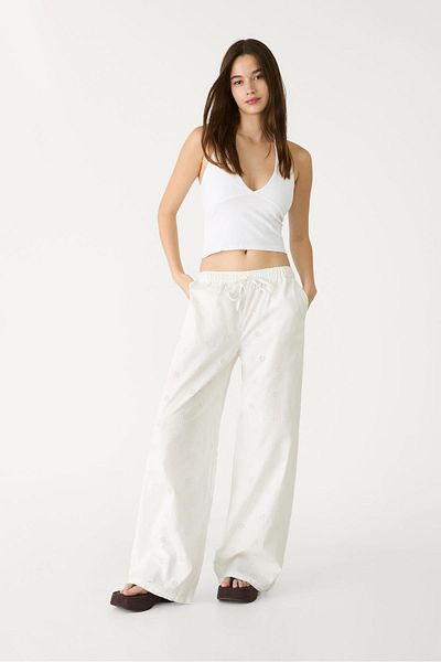 Stradivarius Flowing trousers with embroidery