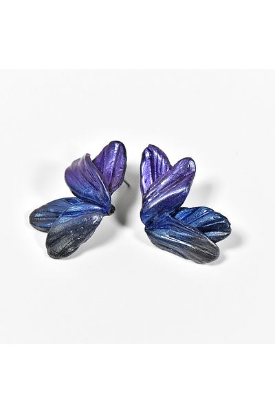 NARRU NARRU earrings, handmade, butterfly-shaped, in shades of purple, blue and black, Sierra 09