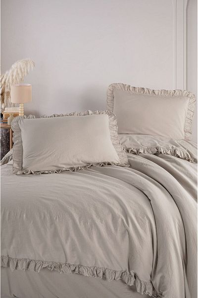 Macas Home Hemera 100% Cotton Ruffled Vintage Single Duvet Cover Set 160*220