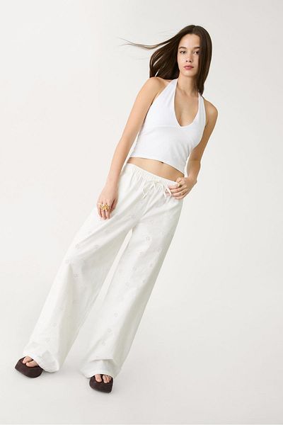 Stradivarius Flowing trousers with embroidery