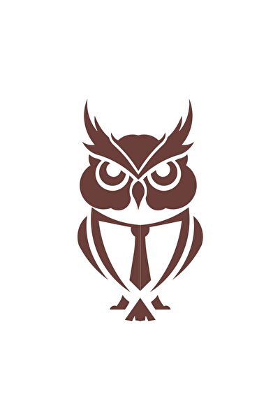 Reysa Tasarım ملصق على شكل بومة ربطة عنق مقاس 17 × 17 سم بني