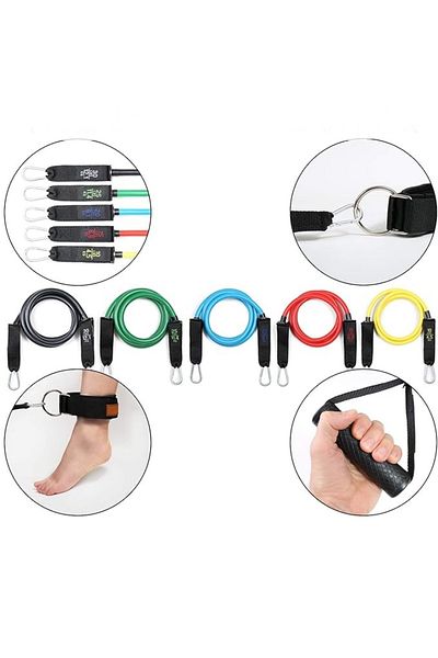 High Pulse Resistance Band Set, 11 Accessories, for Strength Training, Home Workouts & Yoga