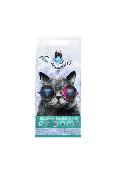 NutraPet Cat Litter رمل القطط المتكتل دايموندزز من نوترا بت، بودرة الأطفال من جل السيليكا - 2.7 كجم