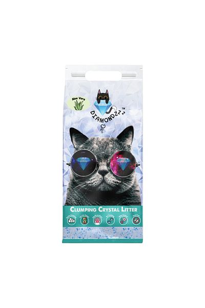 NutraPet Cat Litter رمل القطط المتكتل دايموندزز من نوترا بت، جل السيليكا، الصبار - 2.7 كجم