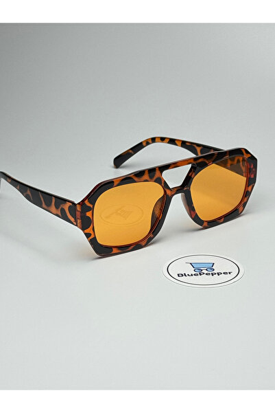 BluePepper Brooklyn Leopard Sunglasses Orange Glass Colorful Geometric Frame ...