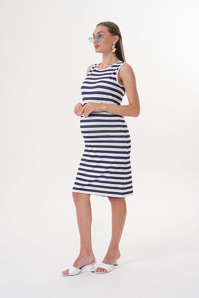Miss Dünya Lissa Sleeveless Round Neck Fittle Camisole Striped Midi Maternity and Maternity Dress