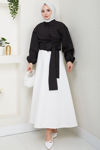 InStyle Cămașă Poplin Tie-Up Neagră