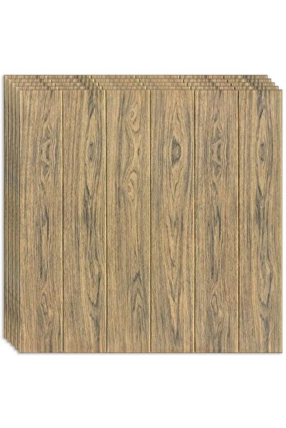 HOZRO Set 20 x Tapet 3D autoadeziv HOZRO, Model imitatie panouri de lemn, Lemn Maro inchis