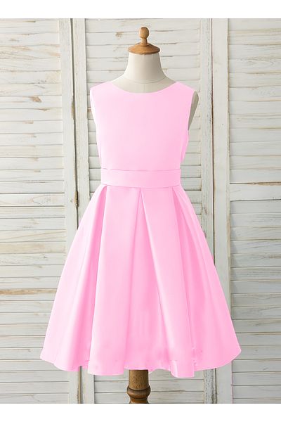 NSMLİFE Κορίτσι Παιδικό Candy Pink Απλό Μίνι Σατέν Φόρεμα Βραδινό Φόρεμα Αποφοίτησης Γενέθλια Φόρεμα για την Ημέρα της Ανάγνωσης