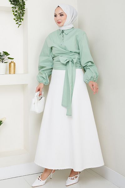 InStyle Poplin Tie Shirt Mint Green