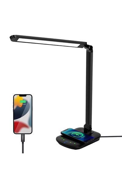 Sofia Concept LED Desk Lamp, Smart Wireless Charging, Touch Control, Dimmable, Foldable, Black