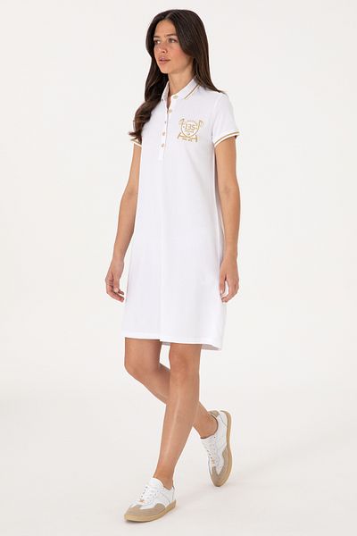U.S. Polo Assn. Women's White Polo Neck Mini Length Knitted Dress 50300656-Vr013