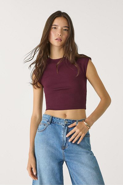 Stradivarius Basic fitted cropped T-shirt
