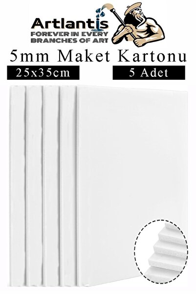 Artlantis Maket Kartonu Beyaz Fotoblok 5 mm 25x35 cm 5 Adet Hobi Sanat Okul Köpüklü Straforlu Maket Kartonu Ma